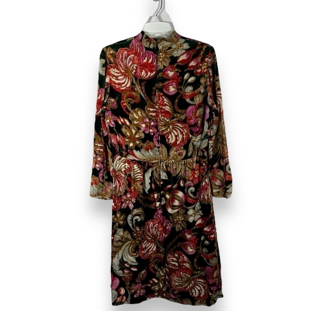 Ole Borden For Rembrandt Vintage 1960s Velvet Floral Mock Neck Dress, Size M - Picture 16 of 16